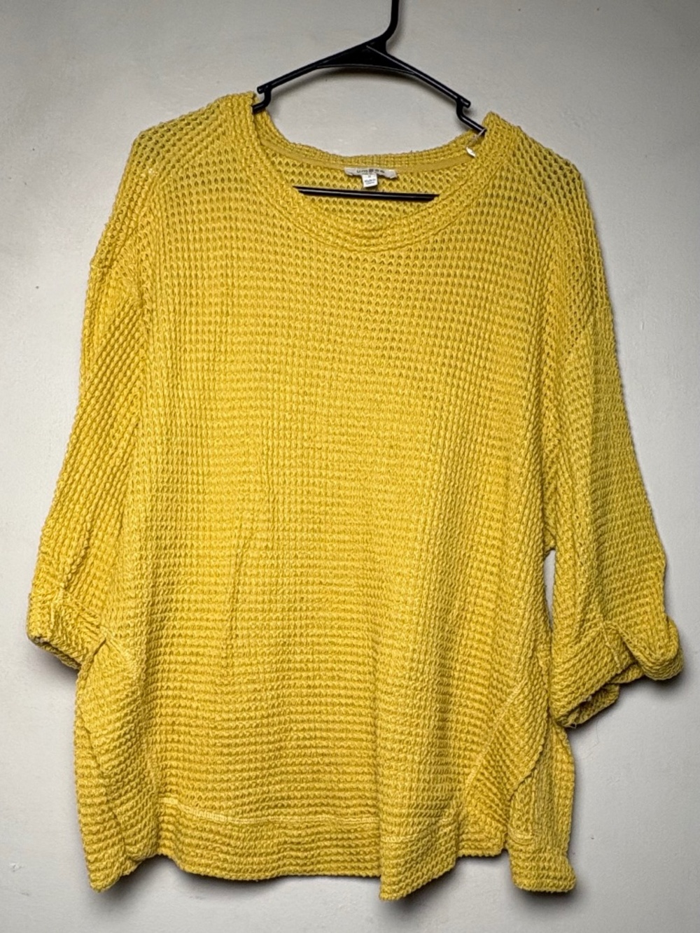 Umgee Sweater Yellow Waffle Knit S